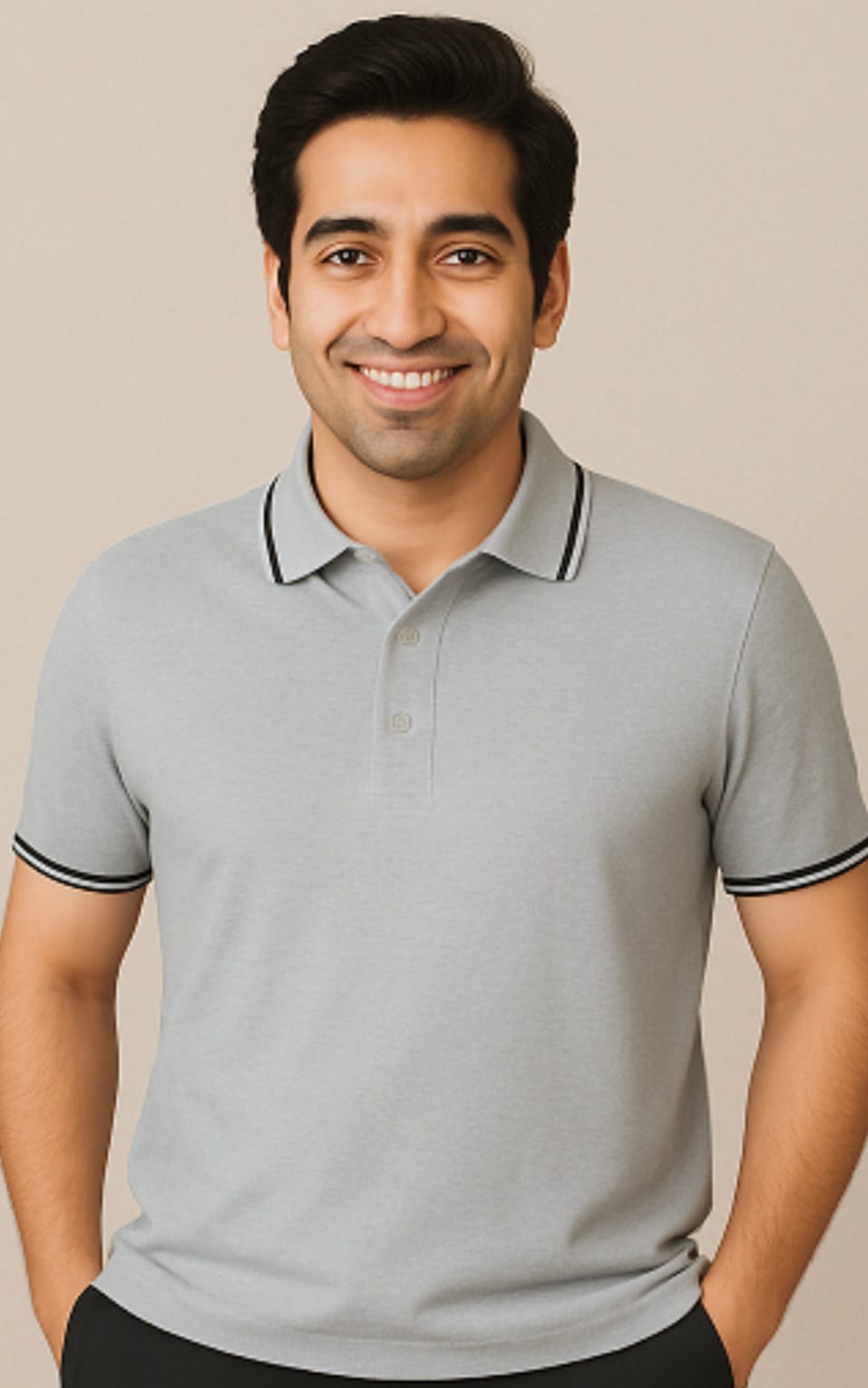 Tipped-collar knit polo